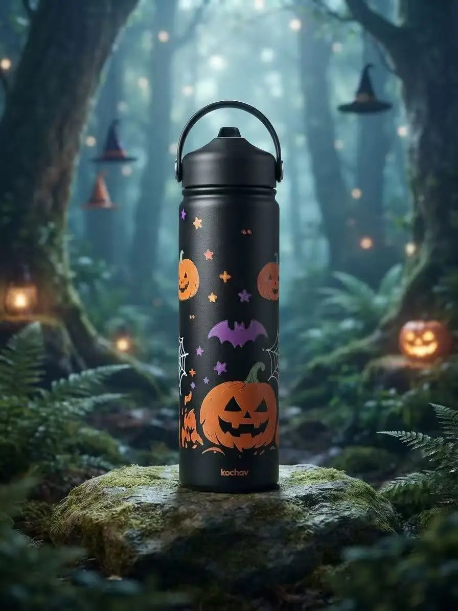 Kochav Halloween Pumpkin Stainless Steel Water Bottle Reusable Insulated Drink Bottle for Adults Outdoor Use