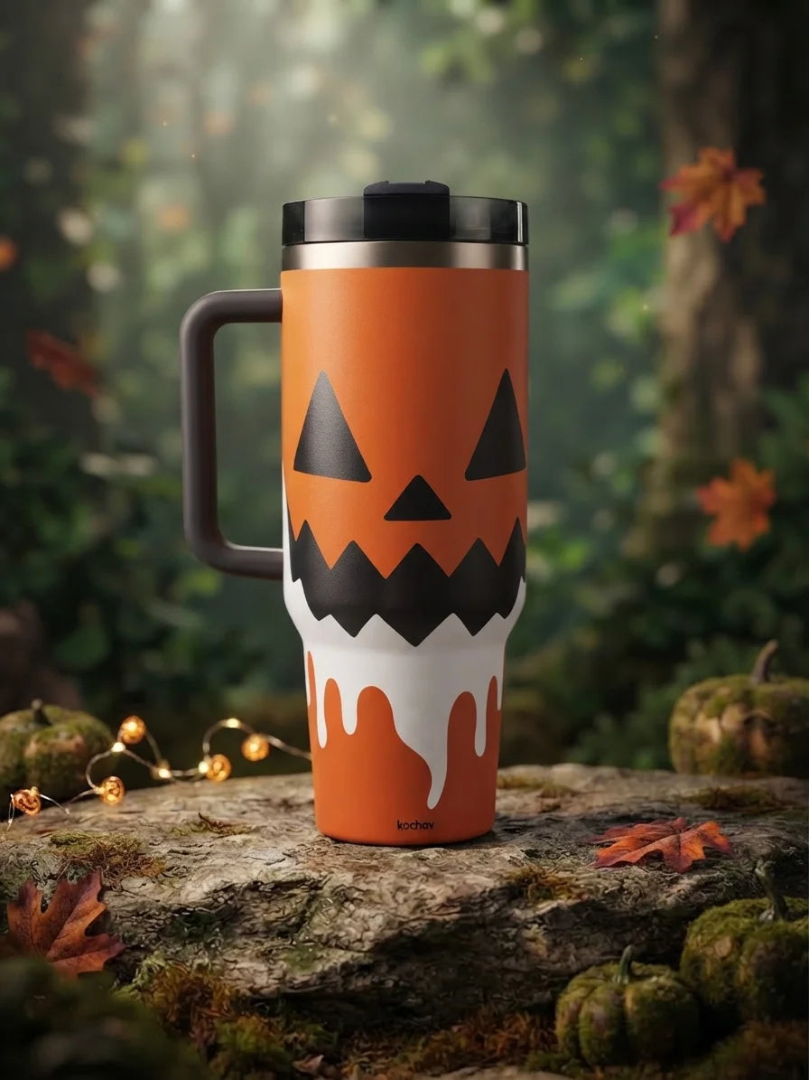 Kochav Halloween Pumpkin Stainless Steel Travel Mug Portable Insulated Drink Bottle for Adults Outdoor Use
