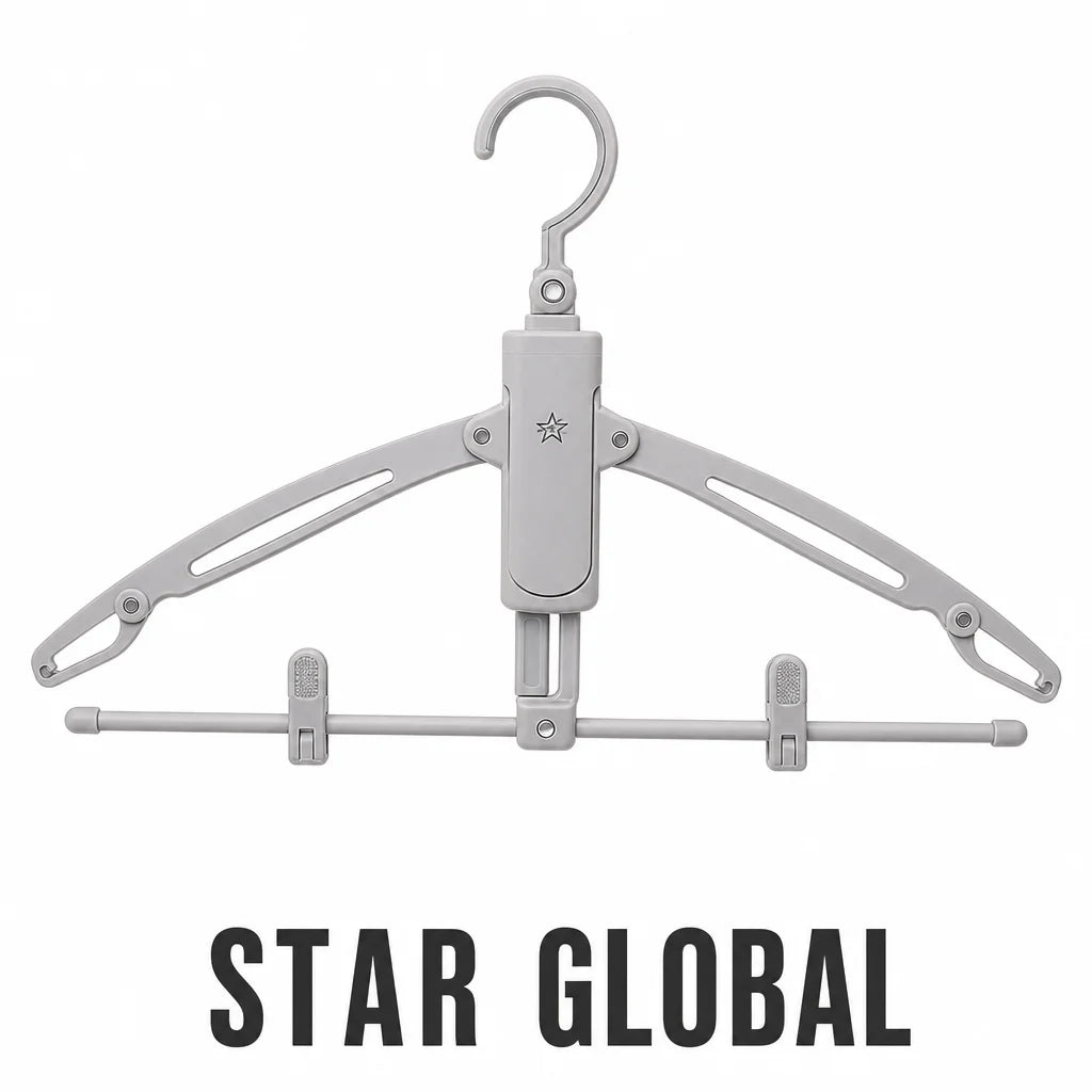 Modern PP+Aluminum Folding Travel Hanger Clothing Organizer for Living Room Durable Fabric Multifunctional Clothes Drying
