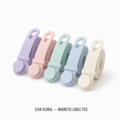 Food Grade Silicone Magnetic Cable Tie Cord Holder Reusable Eco-Friendly Organizer Elastic Tie Cables Plants Snack Bags Daily