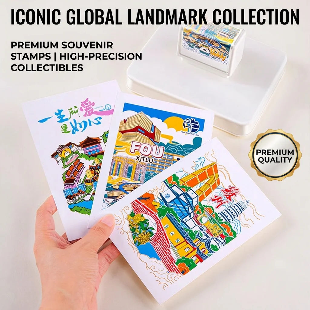 多層疊色風景點印章 感光方形 40x40mm 自訂圖案 SG30
