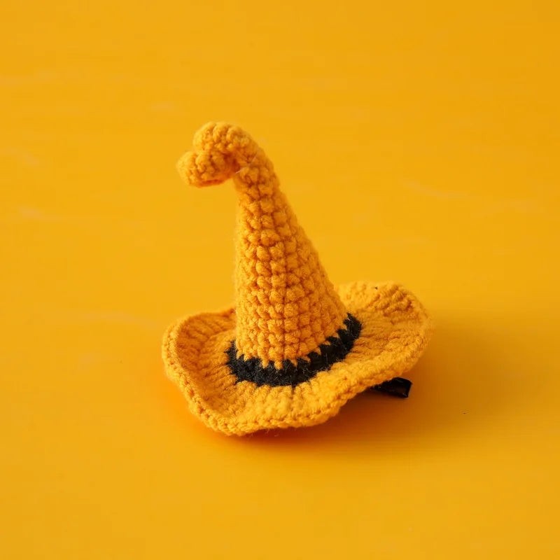 Halloween Pumpkin Hair Clips Cute Girls Pumpkin Hat Clip Rabbit Ear Knitted Crochet Yarn Hair Accessories for Spooky Party