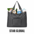 Wholesale Custom Foldable Reusable Tote Shopping Bag Black Shoulder Nylon Foldable Grocery Bag With Zipper