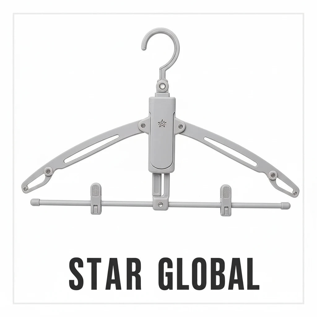 Modern PP+Aluminum Folding Travel Hanger Clothing Organizer for Living Room Durable Fabric Multifunctional Clothes Drying